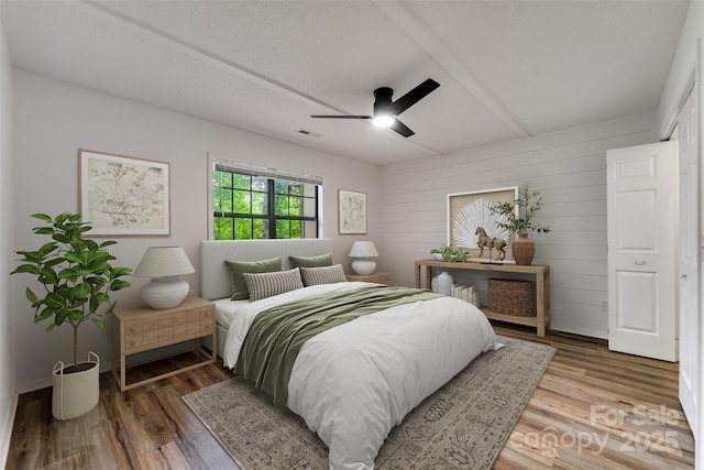45B Mountain Vw, Villas, Franklin, NC 28734 - bedroom with wood finished floors and a ceiling fan
