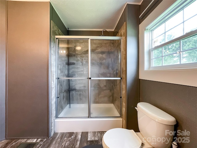 5321 State Line Rd, Marshville, NC 28103 - bathroom featuring wood finished floors and a shower stall