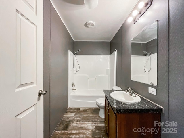 5321 State Line Rd, Marshville, NC 28103 - bathroom featuring wood finished floors, vanity, and shower / washtub combination