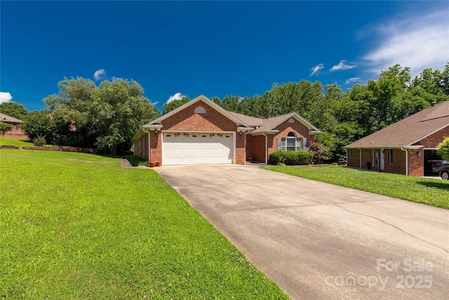 511 Birmingham Ct, Rock Hill, SC 29732 - view of front of home featuring brick siding, a front lawn, a garage, and driveway