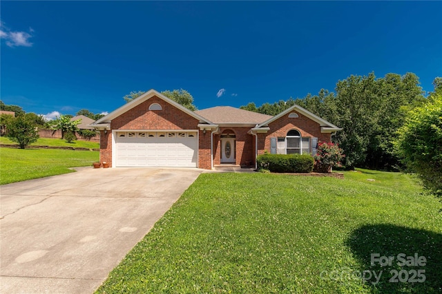 511 Birmingham Ct, Rock Hill, SC 29732 - ranch-style house featuring a garage, a front lawn, driveway, and brick siding