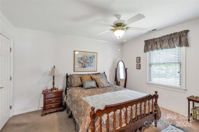 511 Birmingham Ct, Rock Hill, SC 29732 - bedroom with light colored carpet, crown molding, and ceiling fan