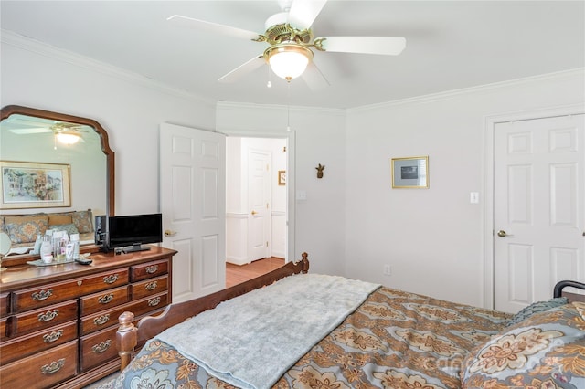 511 Birmingham Ct, Rock Hill, SC 29732 - bedroom featuring ornamental molding, ceiling fan, and wood finished floors