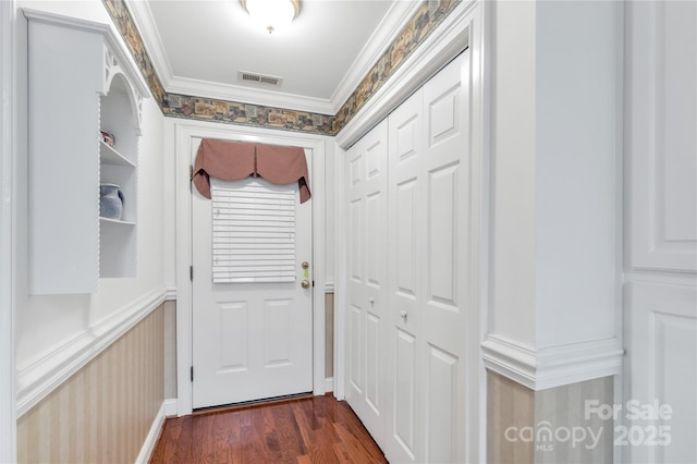 511 Birmingham Ct, Rock Hill, SC 29732 - doorway with ornamental molding and dark wood finished floors