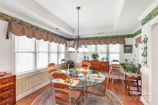 511 Birmingham Ct, Rock Hill, SC 29732 - dining room featuring light wood finished floors, a tray ceiling, ornamental molding, and a chandelier