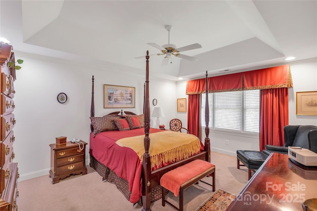 511 Birmingham Ct, Rock Hill, SC 29732 - bedroom featuring a tray ceiling, carpet flooring, recessed lighting, and ceiling fan