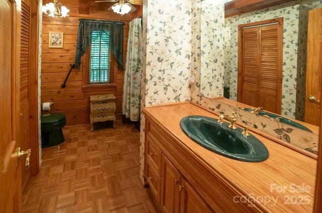1465 Ohennesy Ln Unit 12, 13, 14, 15, Lenoir, NC 28645 - full bathroom featuring vanity, wooden walls, and wallpapered walls