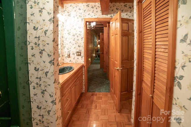 1465 Ohennesy Ln Unit 12, 13, 14, 15, Lenoir, NC 28645 - bathroom with vanity and wallpapered walls