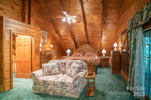 1465 Ohennesy Ln Unit 12, 13, 14, 15, Lenoir, NC 28645 - bedroom with carpet flooring, wooden ceiling, and wooden walls