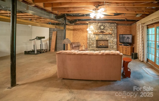 1465 Ohennesy Ln Unit 12, 13, 14, 15, Lenoir, NC 28645 - living room with concrete flooring and a fireplace