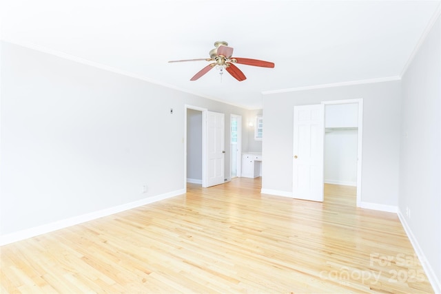 1728 Colony Rd, Salisbury, NC 28144 - empty room with a ceiling fan, light wood-type flooring, and crown molding