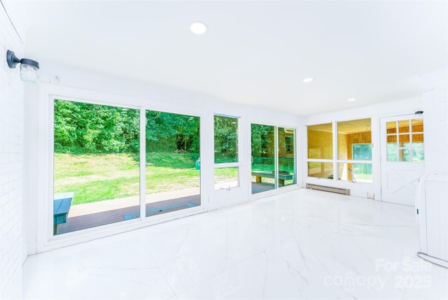 1728 Colony Rd, Salisbury, NC 28144 - unfurnished sunroom featuring a baseboard heating unit