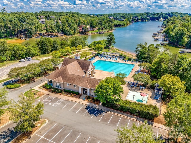 241 Chestnut Ave, Tega Cay, SC 29708 - aerial view of a nearby body of water and a pool area