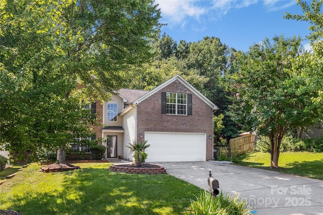 241 Chestnut Ave, Tega Cay, SC 29708 - traditional-style home with brick siding, an attached garage, and concrete driveway