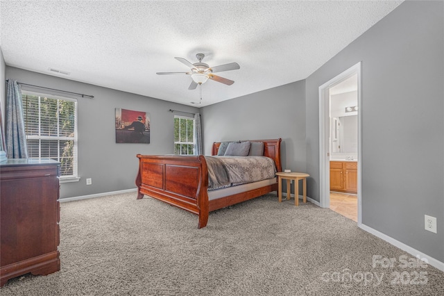 241 Chestnut Ave, Tega Cay, SC 29708 - bedroom with carpet flooring, multiple windows, a textured ceiling, and a ceiling fan