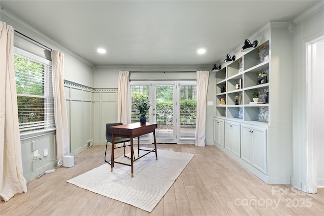 1024 Regency Dr, Charlotte, NC 28211 - office space featuring light wood-style flooring, crown molding, and recessed lighting