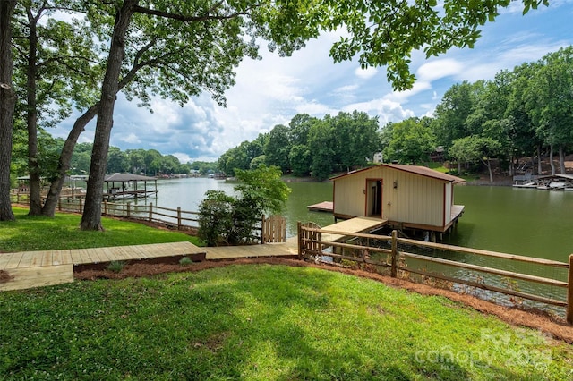6259 River Cabin Ln, Charlotte, NC 28278 - dock area featuring a water view and a yard