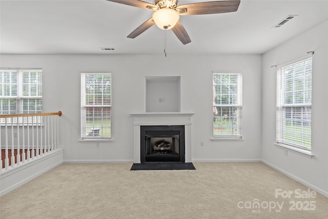 516 Cool Creek Dr, Rock Hill, SC 29732 - unfurnished living room with carpet, a fireplace with flush hearth, and healthy amount of natural light