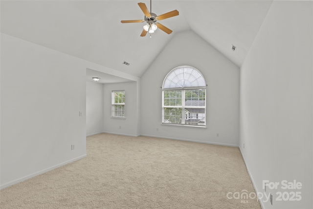 516 Cool Creek Dr, Rock Hill, SC 29732 - empty room featuring carpet floors, lofted ceiling, and ceiling fan