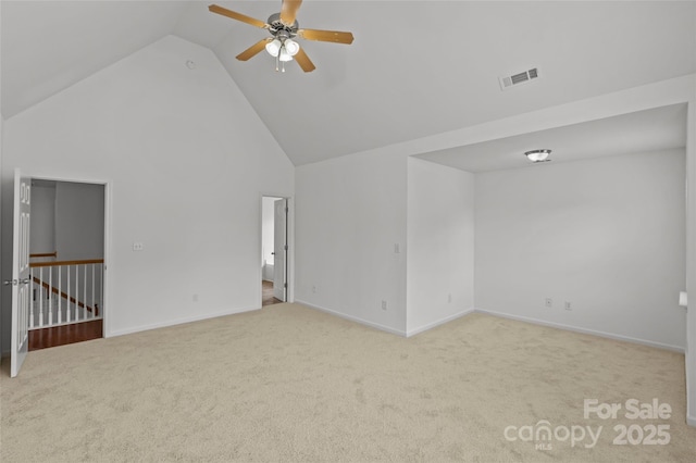 516 Cool Creek Dr, Rock Hill, SC 29732 - carpeted empty room featuring a ceiling fan and high vaulted ceiling