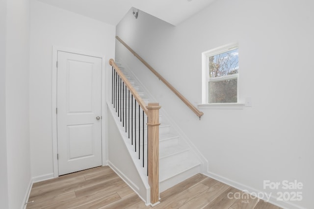 318 Sixth St, Belmont, NC 28012 - stairway featuring wood finished floors