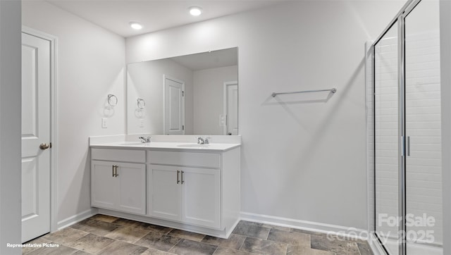 514 13th Avenue Dr NE, Hickory, NC 28601 - full bath featuring double vanity and a stall shower