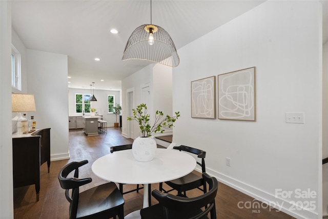 209 Coxe Ave Unit A, Charlotte, NC 28208 - dining room featuring dark wood finished floors and recessed lighting