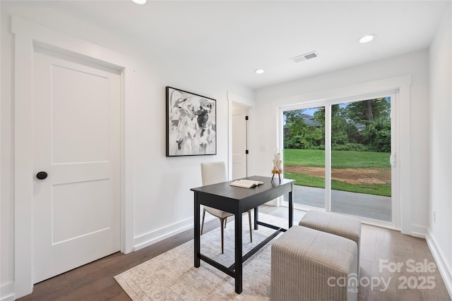 209 Coxe Ave Unit A, Charlotte, NC 28208 - home office with wood finished floors and recessed lighting