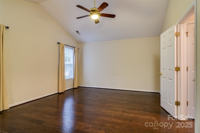 395 Running Briar Rd, Fletcher, NC 28732 - empty room featuring lofted ceiling, a ceiling fan, and wood finished floors