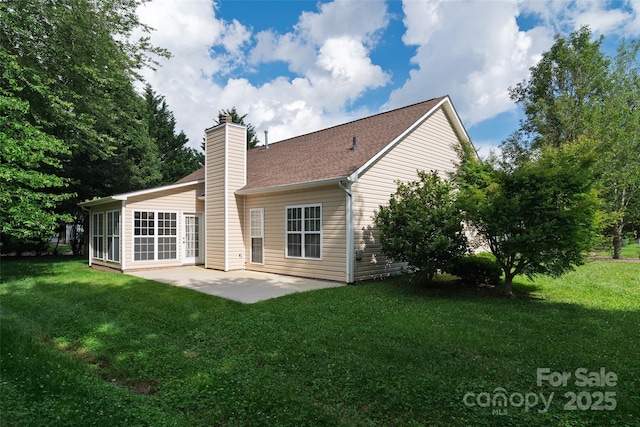 395 Running Briar Rd, Fletcher, NC 28732 - rear view of property featuring a patio area, a chimney, and a yard