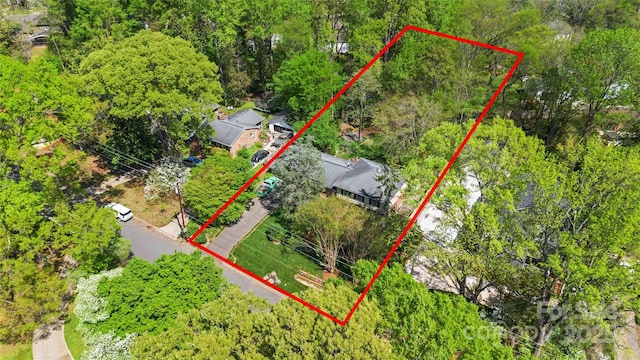 6921 Thermal Rd, Charlotte, NC 28211 - aerial view of property and surrounding area featuring property parcel outlined