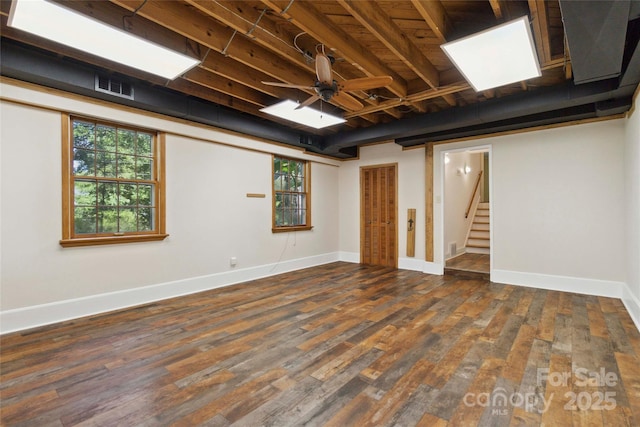 6921 Thermal Rd, Charlotte, NC 28211 - basement featuring wood finished floors, stairway, and ceiling fan