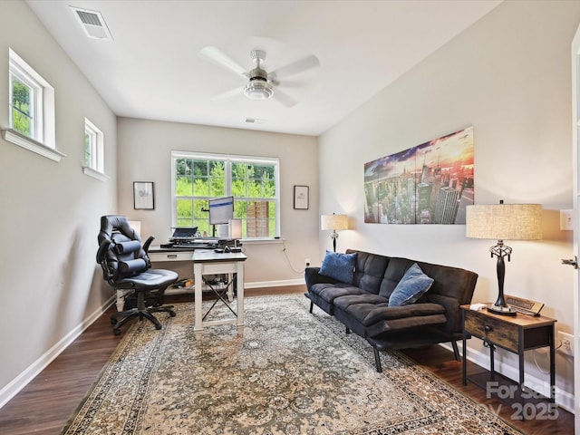 15614 Aviary Orchard Way, Charlotte, NC 28278 - home office featuring wood finished floors and ceiling fan