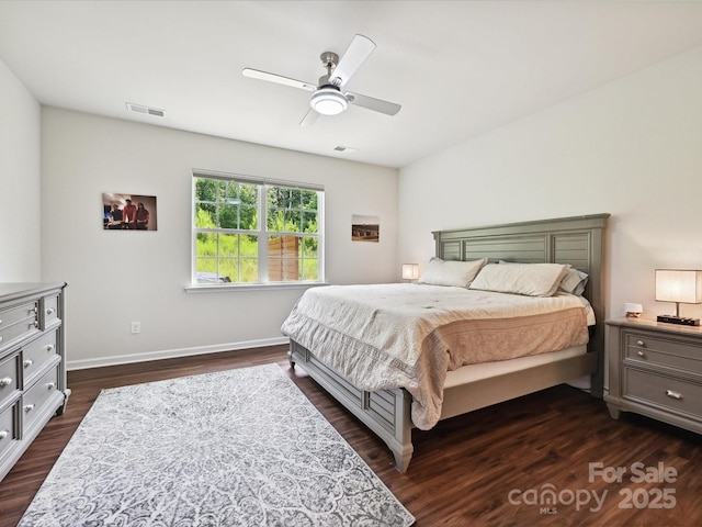 15614 Aviary Orchard Way, Charlotte, NC 28278 - bedroom featuring dark wood-style flooring and a ceiling fan