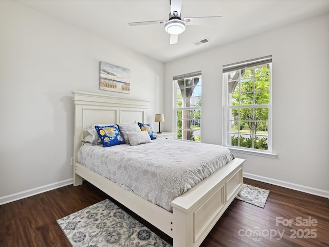 15614 Aviary Orchard Way, Charlotte, NC 28278 - bedroom with dark wood-style floors and a ceiling fan