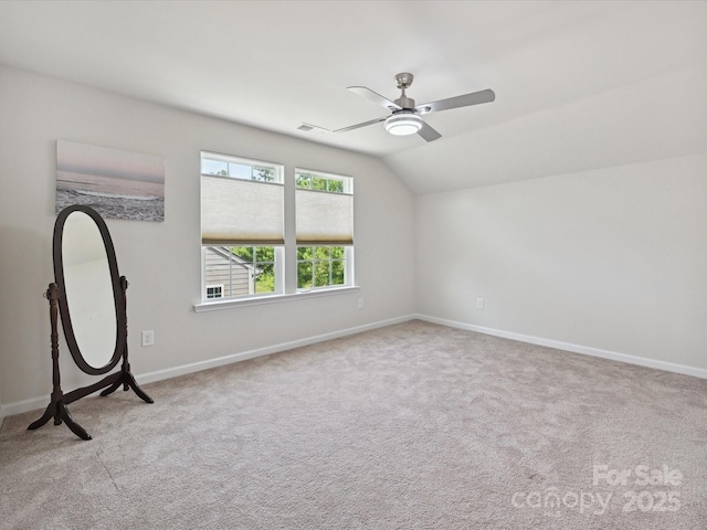 15614 Aviary Orchard Way, Charlotte, NC 28278 - additional living space featuring ceiling fan, carpet, and vaulted ceiling
