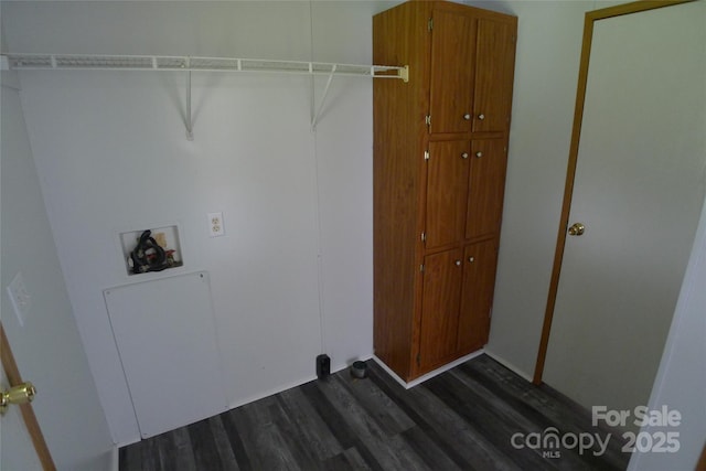 236 Boxwood Church Rd, Mocksville, NC 27028 - washroom with washer hookup and dark wood-style flooring