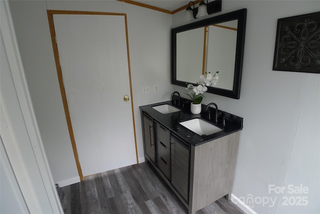 236 Boxwood Church Rd, Mocksville, NC 27028 - bathroom featuring wood finished floors and double vanity