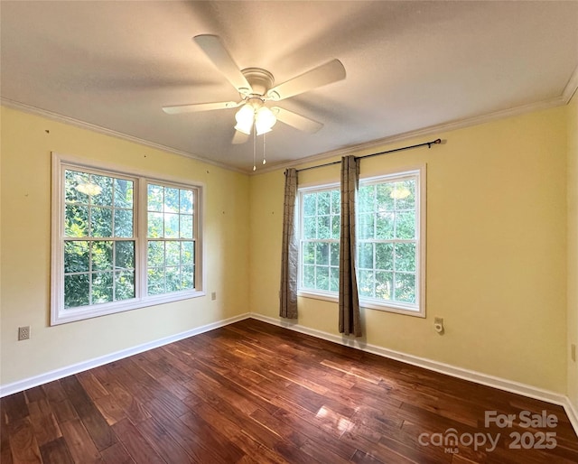 1164 Hidden Lake Dr Unit 10, Granite Falls, NC 28630 - unfurnished room featuring dark wood finished floors, ornamental molding, plenty of natural light, and ceiling fan