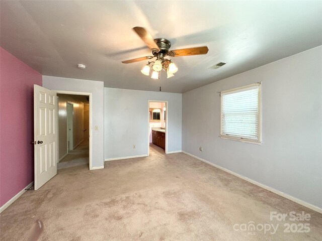1164 Hidden Lake Dr Unit 10, Granite Falls, NC 28630 - unfurnished bedroom with light colored carpet, a ceiling fan, and ensuite bathroom