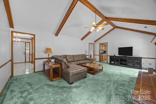 324 Swamp Fox Dr, Fort Mill, SC 29715 - carpeted living room with a chandelier and a ceiling fan
