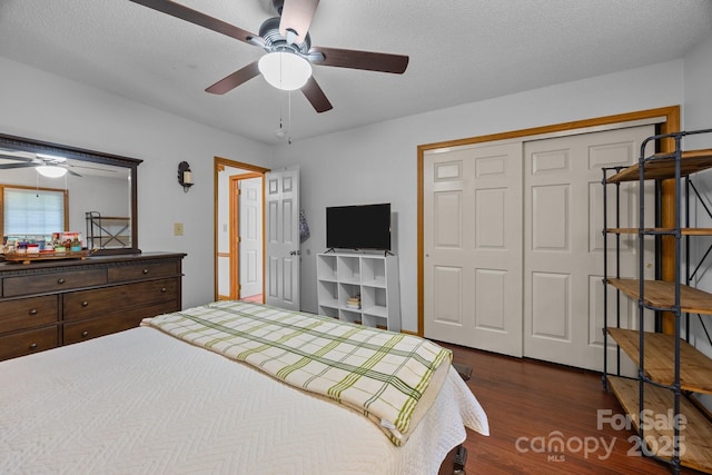 324 Swamp Fox Dr, Fort Mill, SC 29715 - bedroom featuring dark wood finished floors, a closet, and a ceiling fan