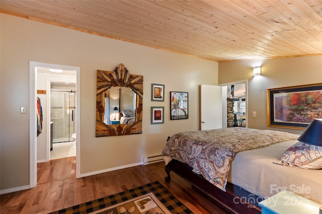 56 Faraway Dr, Cullowhee, NC 28723 - bedroom featuring wood ceiling, wood finished floors, ornamental molding, and baseboard heating