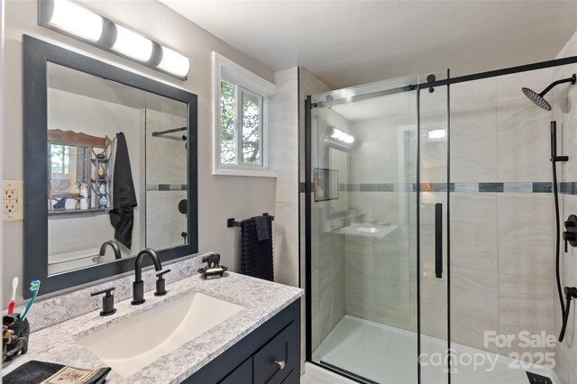 56 Faraway Dr, Cullowhee, NC 28723 - bathroom with vanity and a shower stall