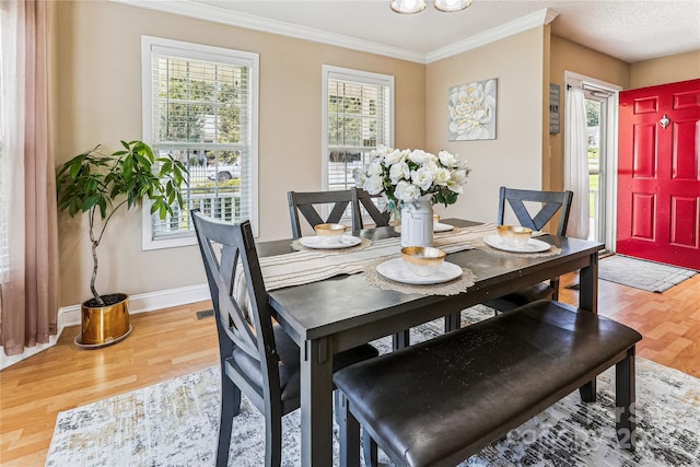 2040 Brantley Creek Dr, Kannapolis, NC 28083 - dining area featuring wood finished floors and ornamental molding