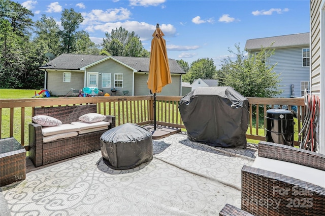 2040 Brantley Creek Dr, Kannapolis, NC 28083 - deck with grilling area and a yard
