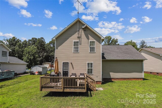 2040 Brantley Creek Dr, Kannapolis, NC 28083 - rear view of property with a yard, a deck, and roof with shingles