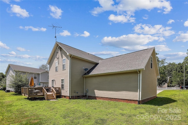 2040 Brantley Creek Dr, Kannapolis, NC 28083 - view of side of home with a deck, a yard, and crawl space