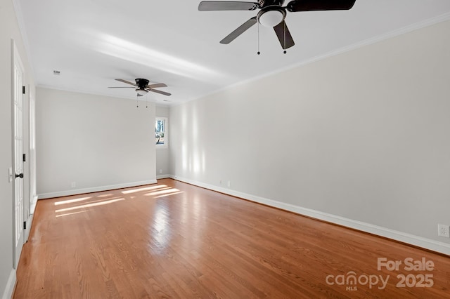 6017 Millbury Ct, Charlotte, NC 28211 - spare room with ceiling fan, light wood-type flooring, and crown molding