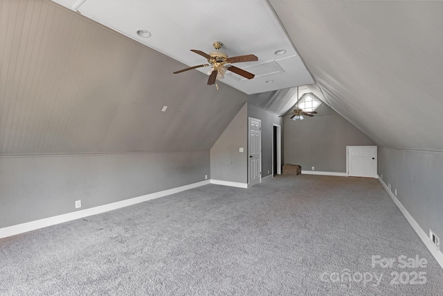 6017 Millbury Ct, Charlotte, NC 28211 - bonus room with a ceiling fan, lofted ceiling, and carpet